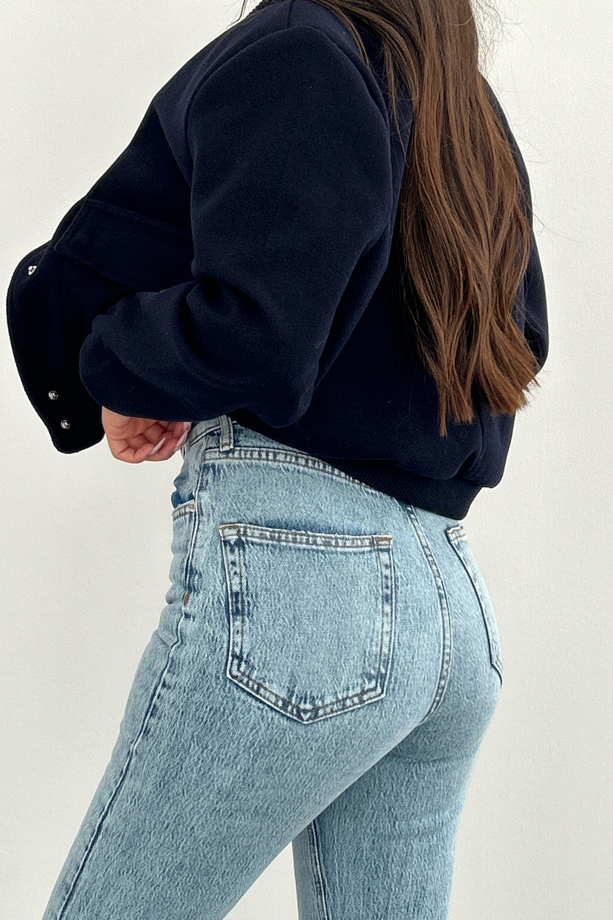 LACİVERT KAŞE BOMBER CEKET