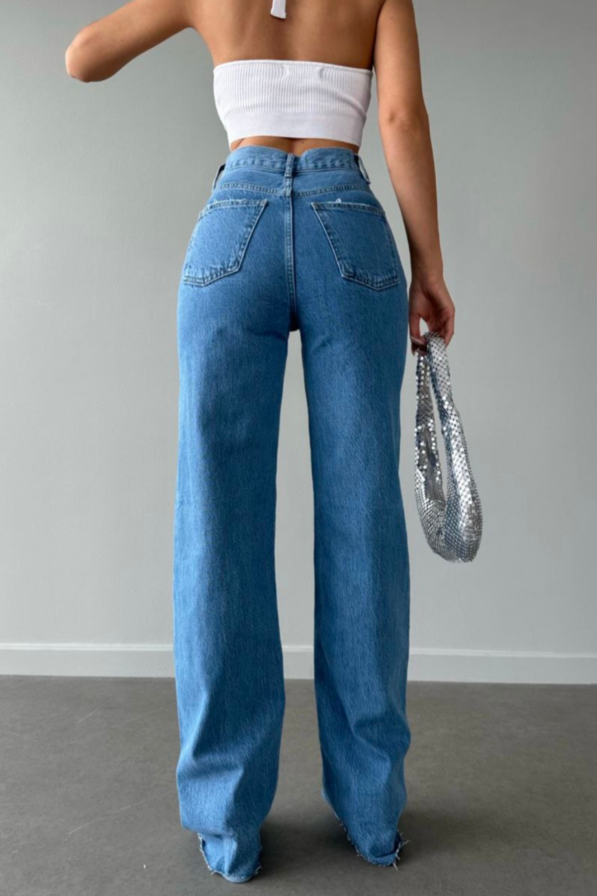 MİD BLUE LAZER PAÇA WİDE LEG JEAN