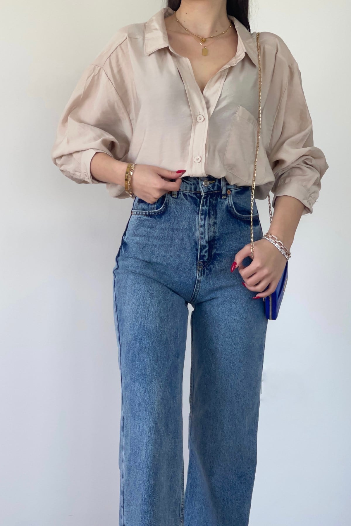 NUDE OVERSİZE GÖMLEK