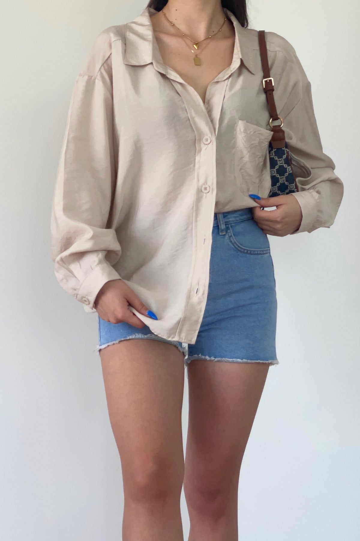 NUDE OVERSİZE GÖMLEK