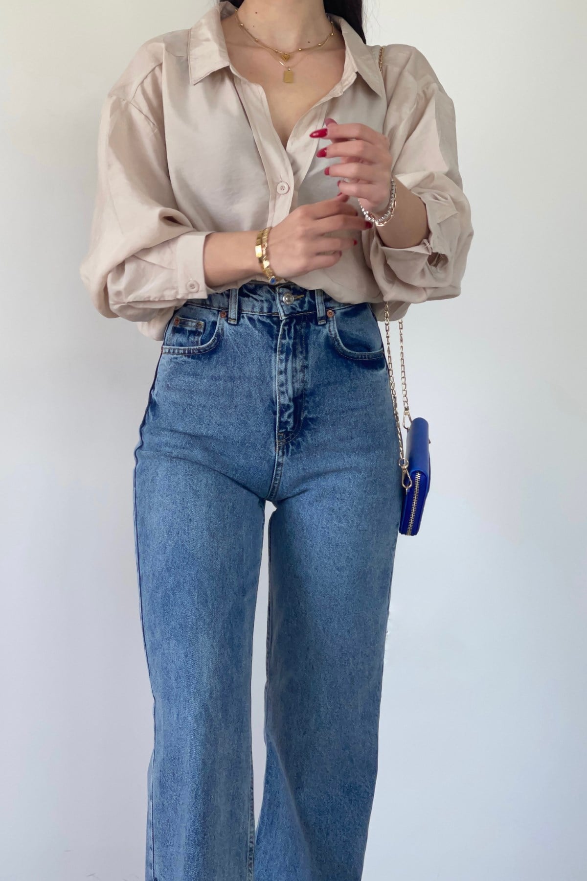 NUDE OVERSİZE GÖMLEK