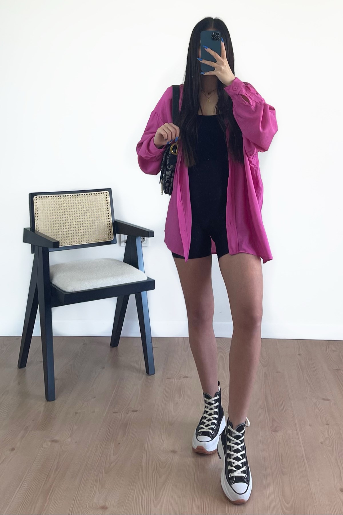 PEMBE TENSEL KUMAŞ GÖMLEK