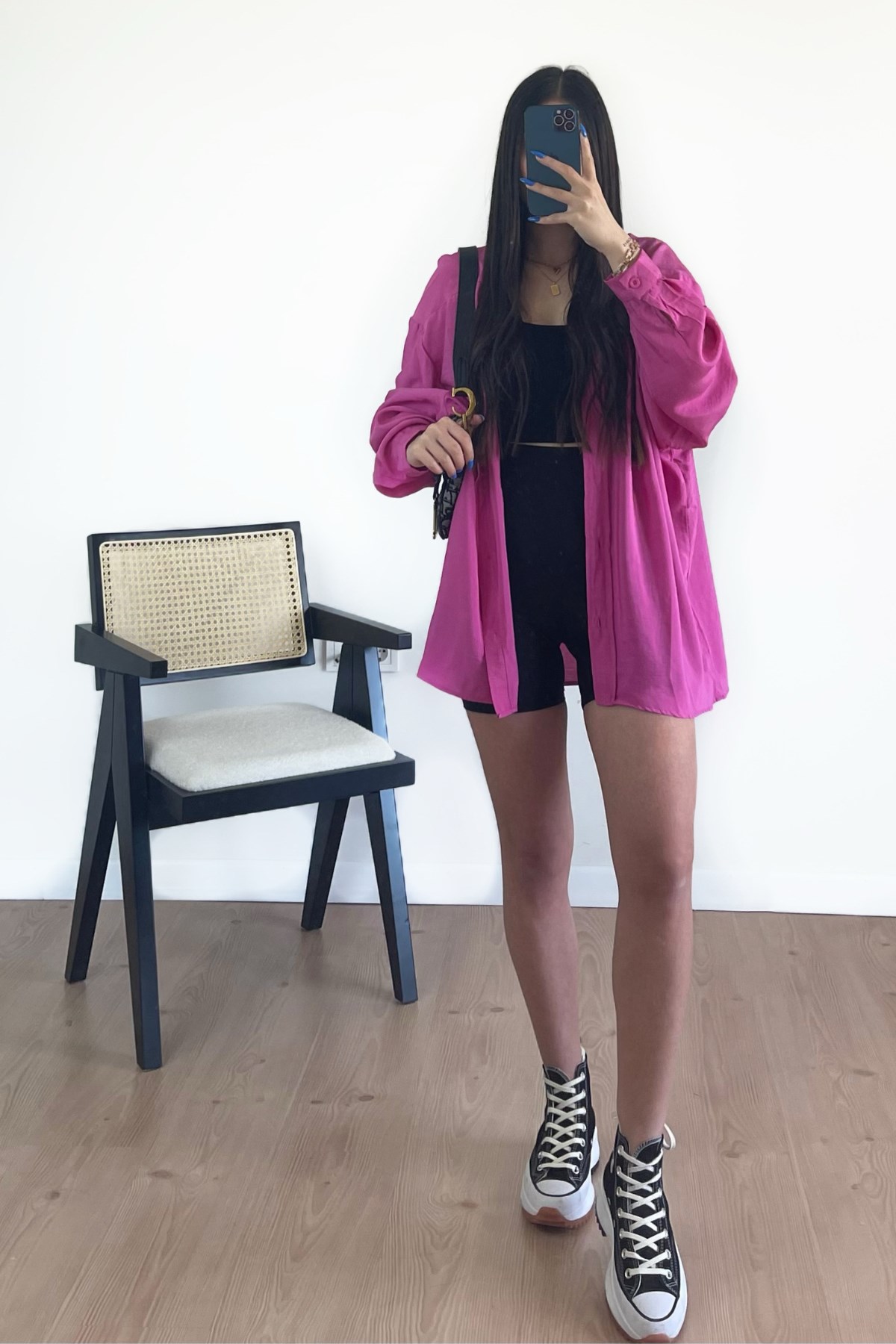 PEMBE TENSEL KUMAŞ GÖMLEK