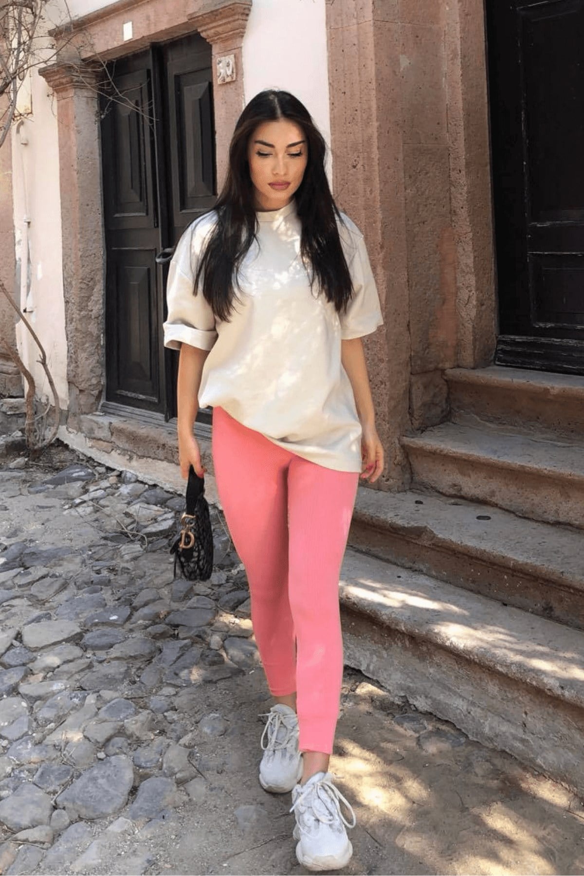 PEMBE YÜKSEK BEL FİTİLLİ TAYT