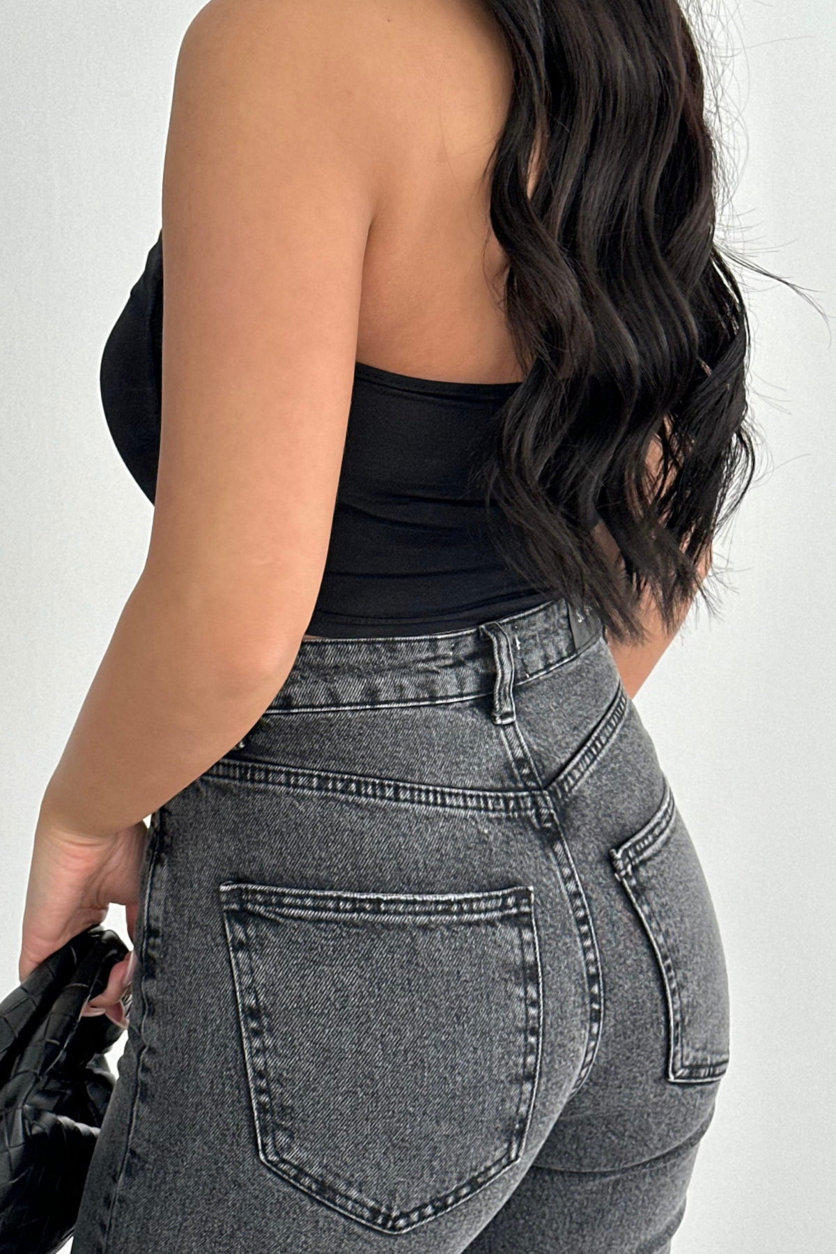 PREMİUM ANTRASİT KEMERLİ WİDE LEG RESSA JEAN 