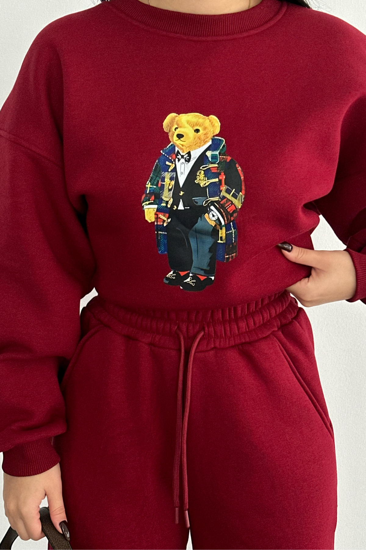 PREMİUM BORDO TEDDY BASKILI EŞOFMAN TAKIMI