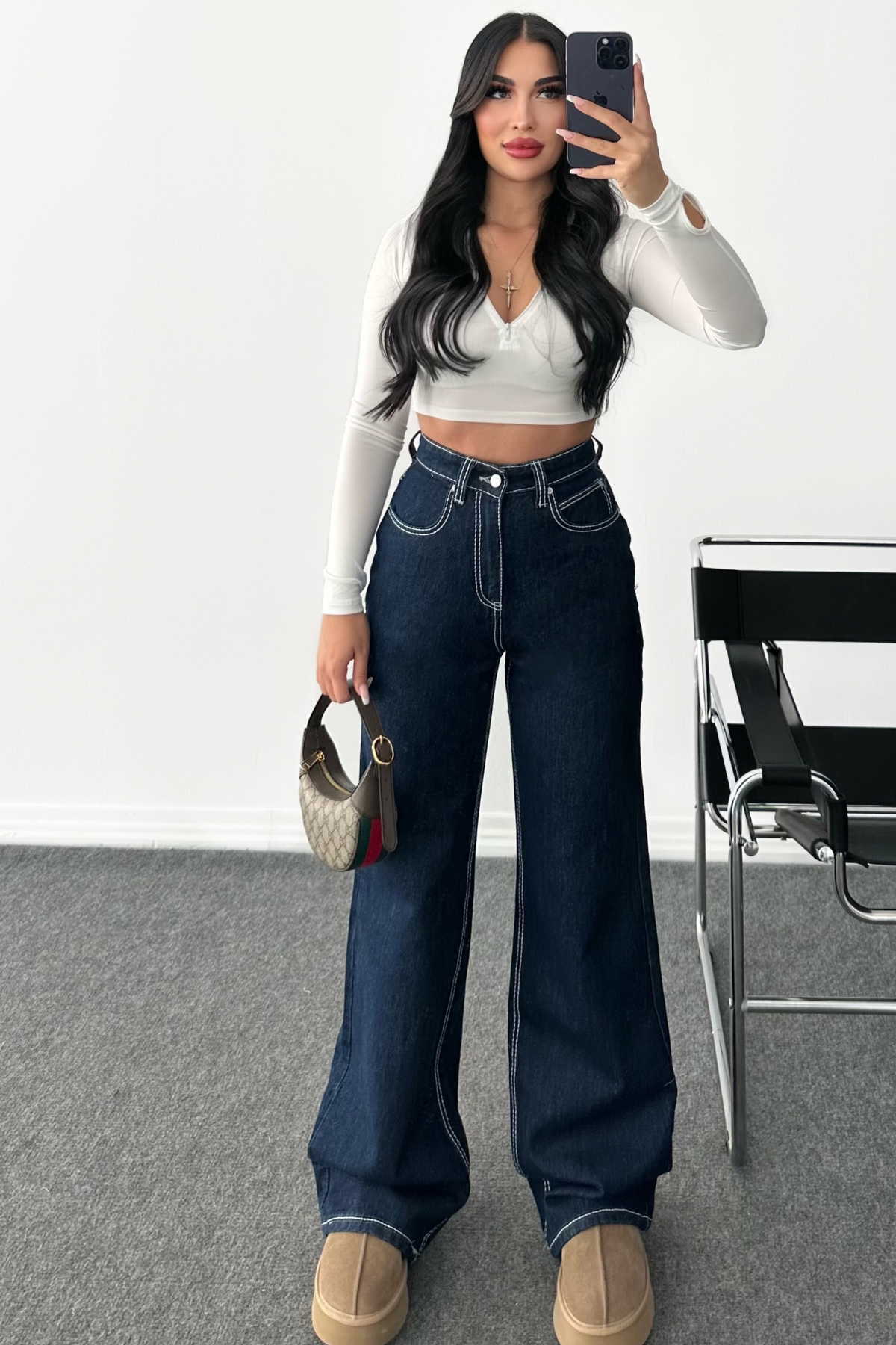 PREMİUM DARK BLUE DİKİŞ DETAYLI JEAN