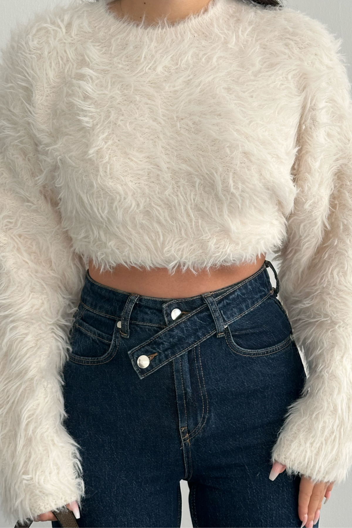 PREMİUM DARK BLUE YIRTMAÇLI JEAN YÜKSEK BEL