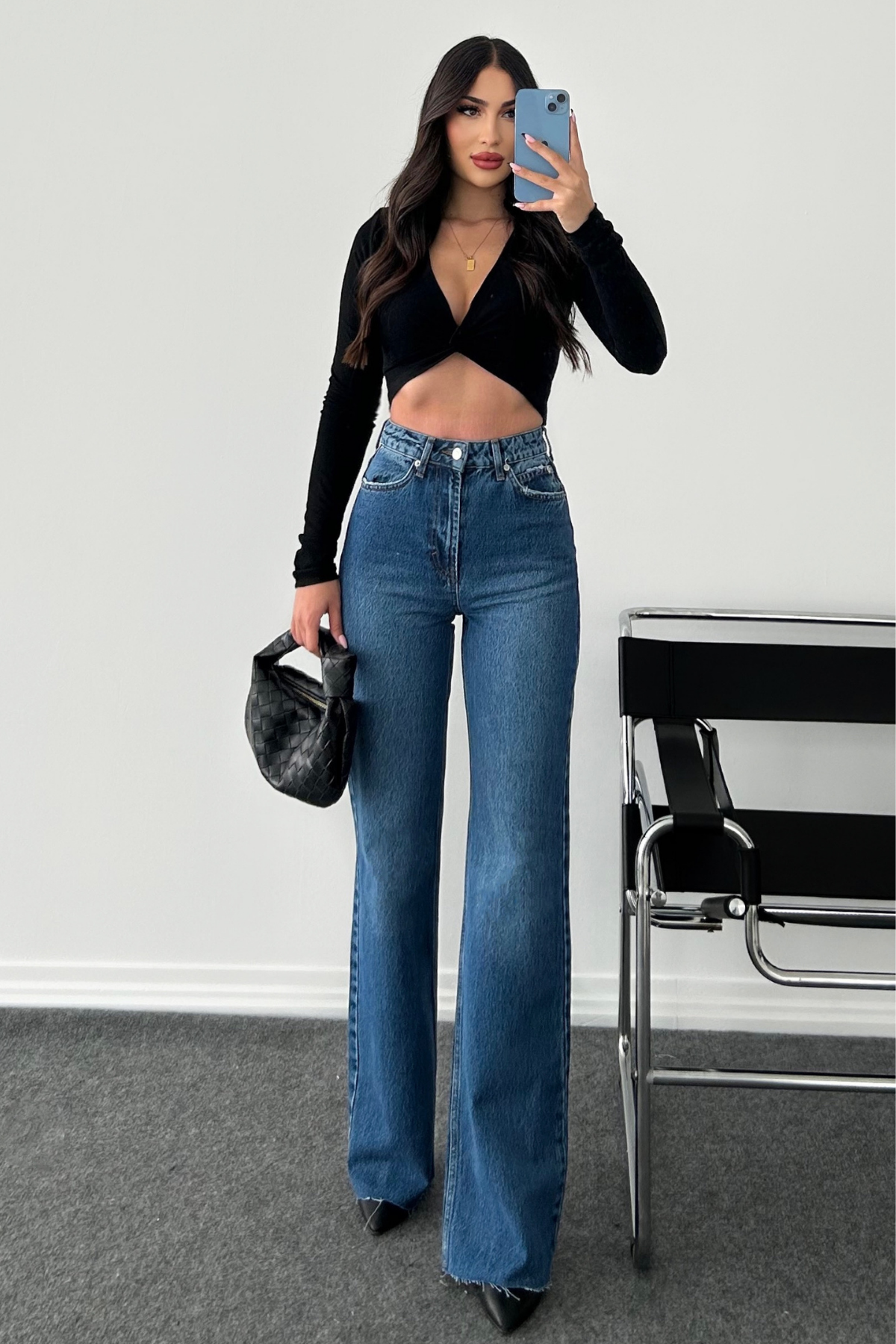 PREMİUM EKSTRA YÜKSEK BEL MİD BLUE YIKAMALI JEAN