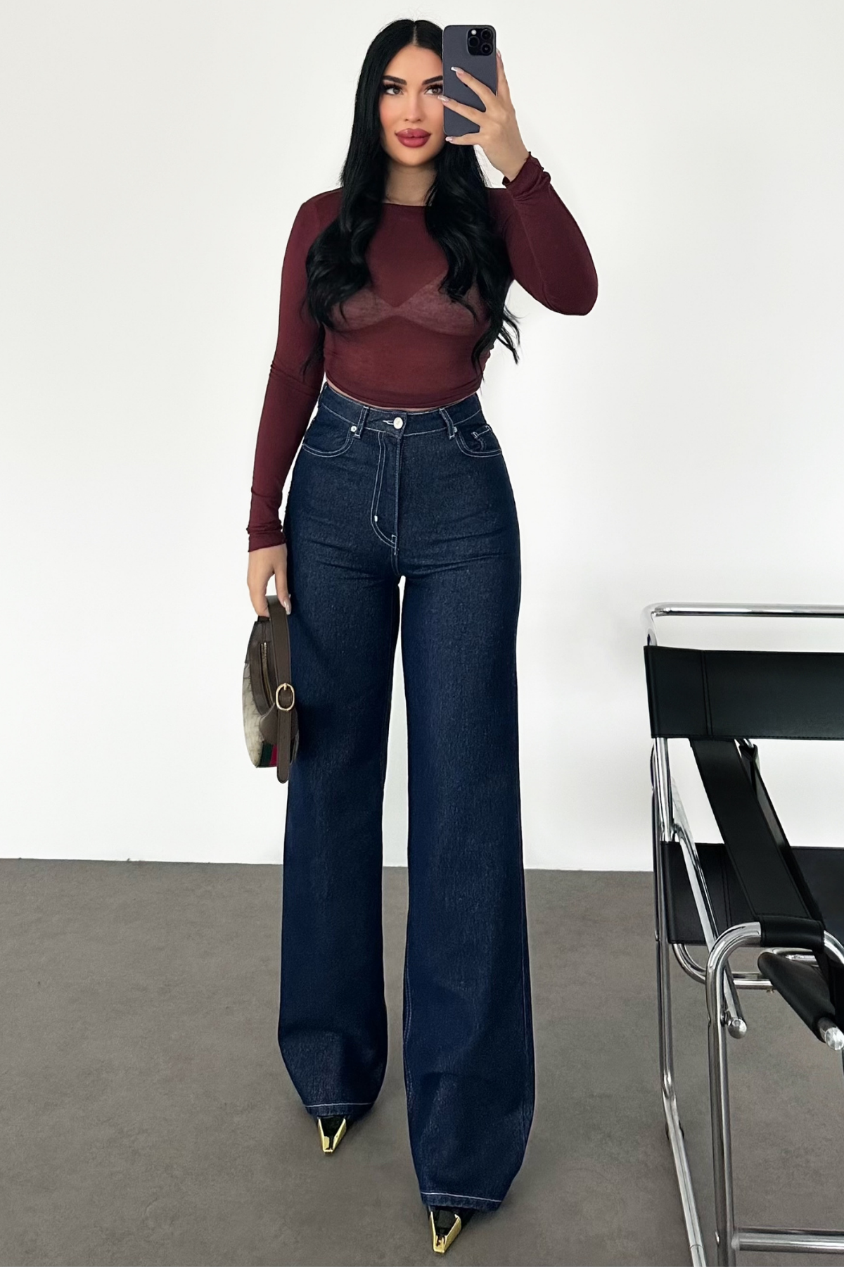 PREMİUM EKSTRA YÜKSEK BEL SİMLİ DARK BLUE JEAN