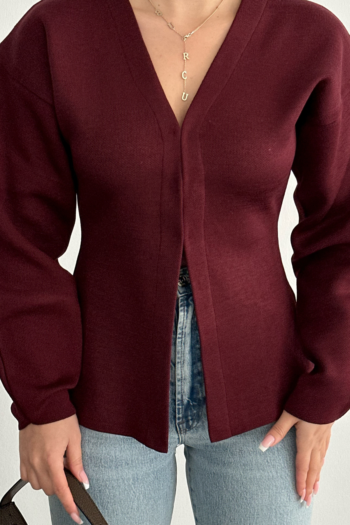 PREMİUM KANCALI BORDO BLUZ