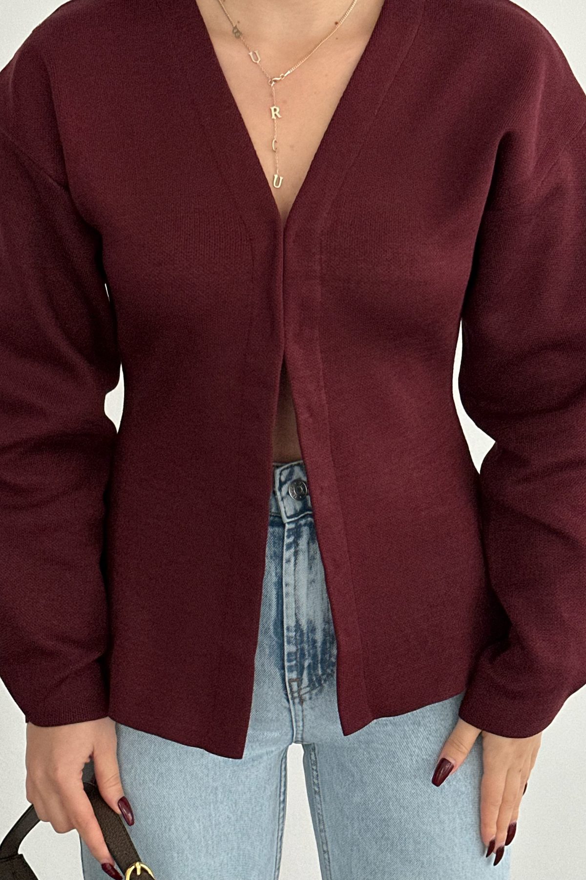 PREMİUM KANCALI BORDO BLUZ