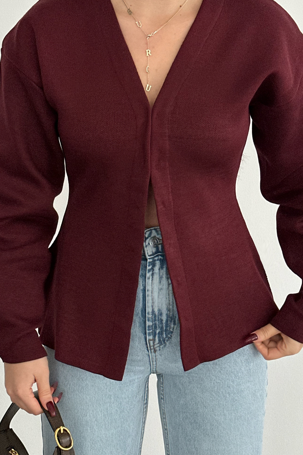 PREMİUM KANCALI BORDO BLUZ