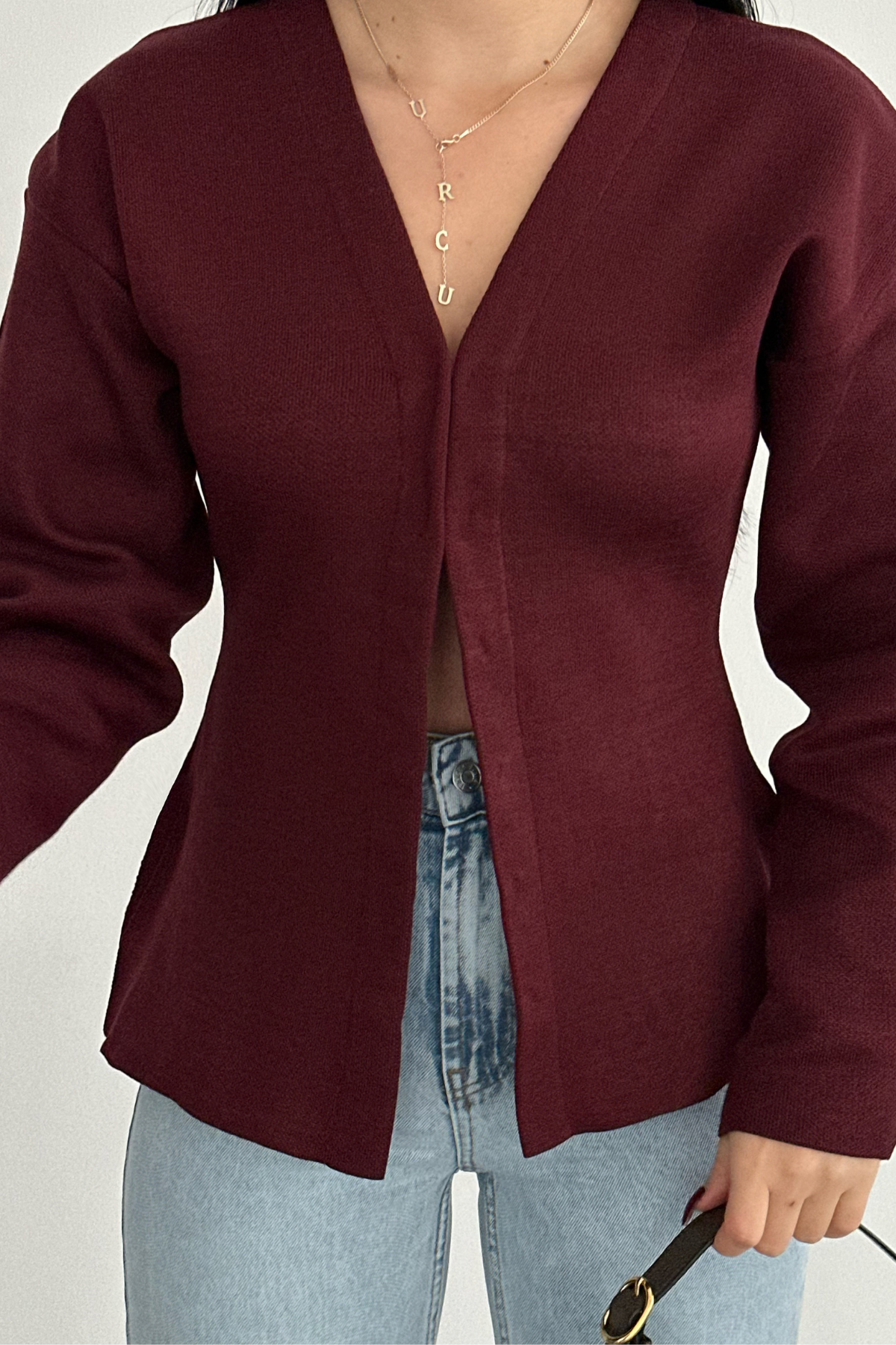 PREMİUM KANCALI BORDO BLUZ