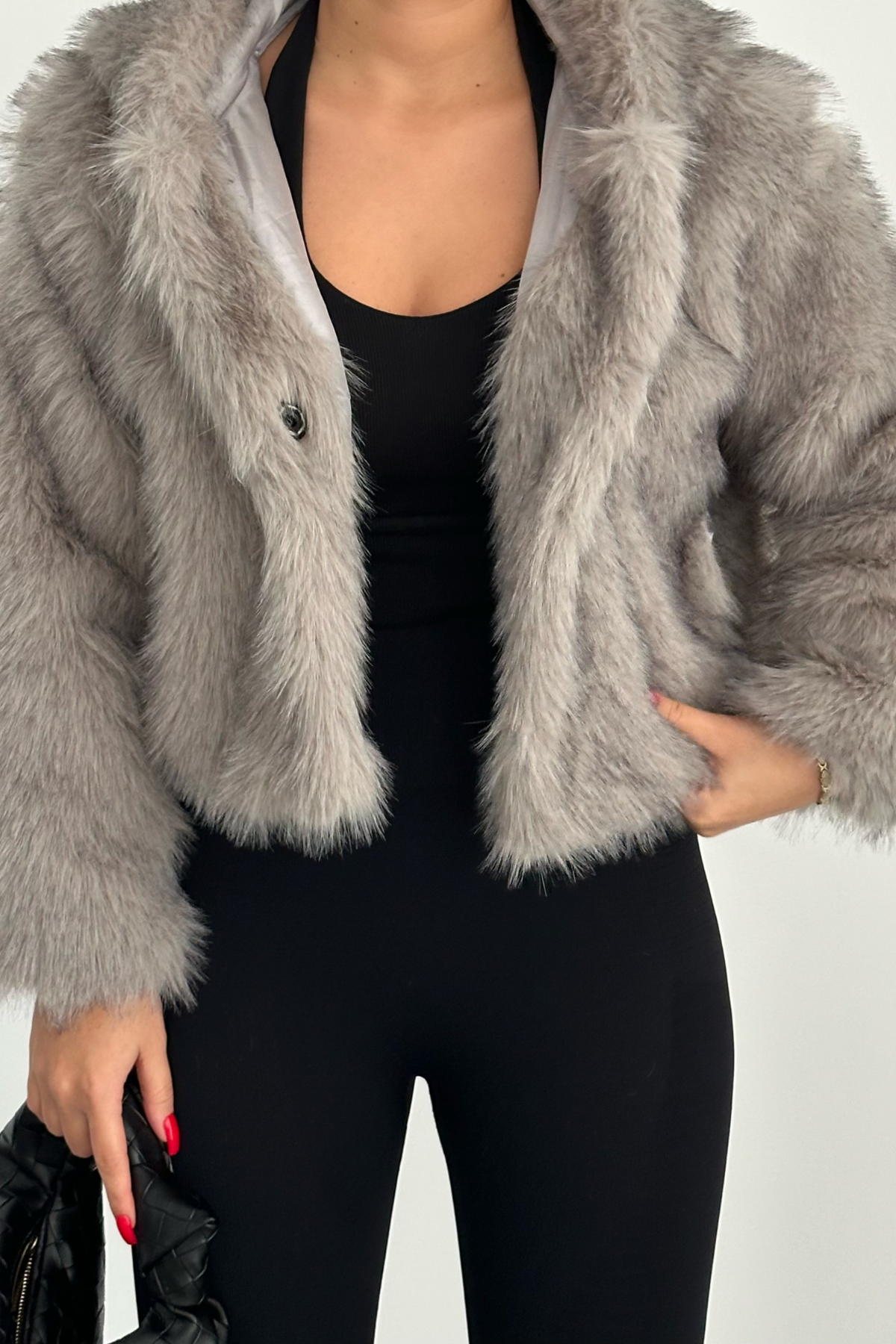 PREMİUM KAPŞONLU GRİ KÜRK 