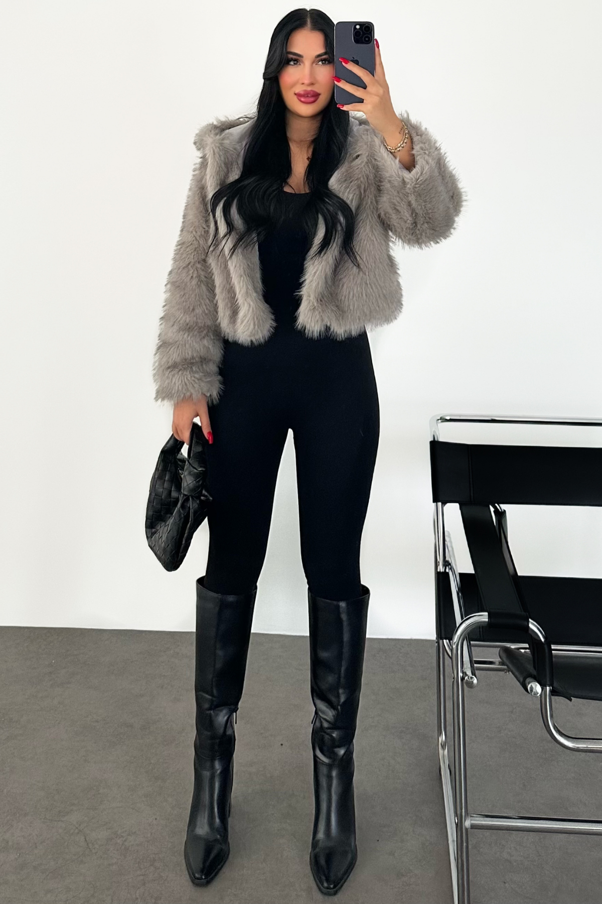 PREMİUM KAPŞONLU GRİ KÜRK 