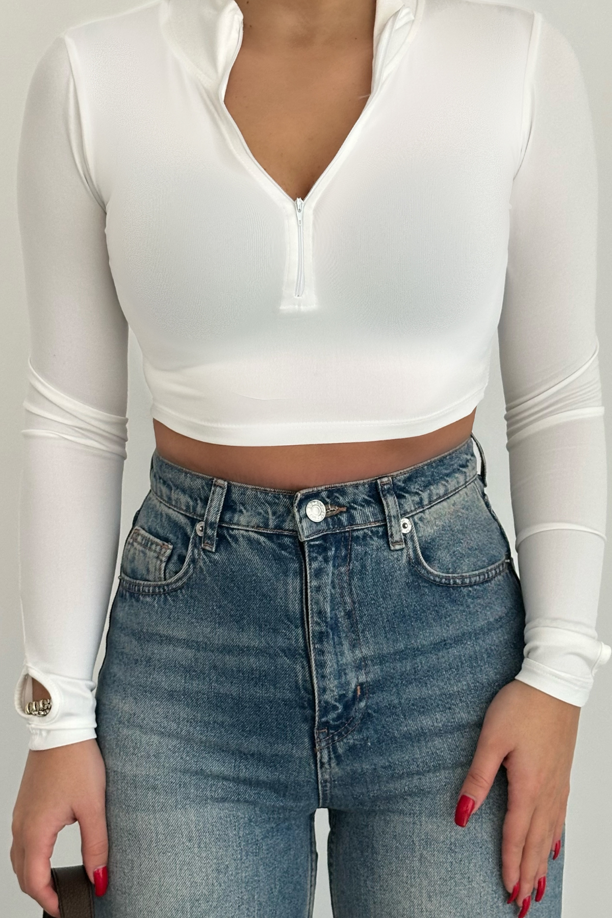 PREMİUM KATLAMALI MİD BLUE WİDE LEG JEAN