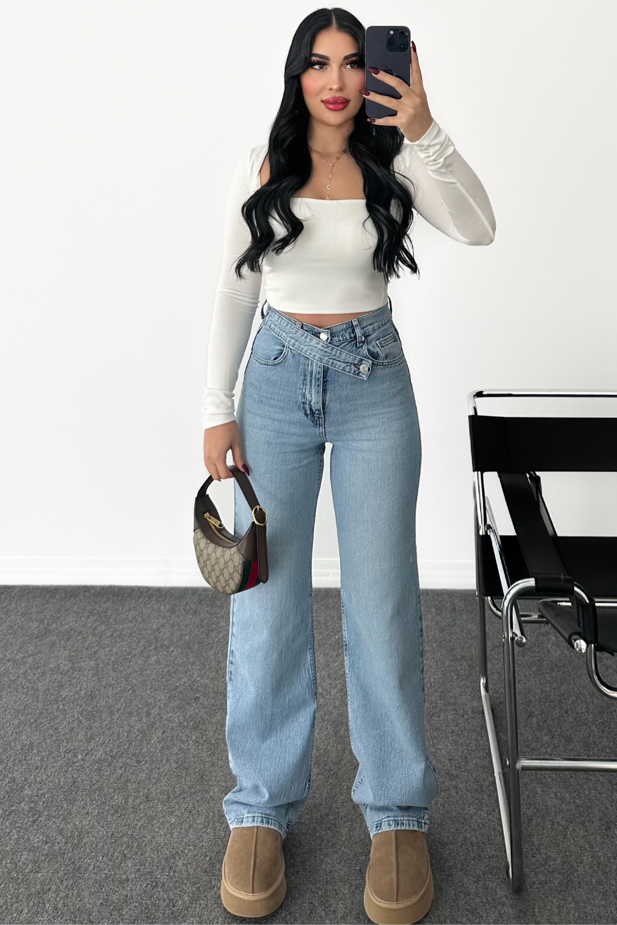 PREMİUM KEMER DETAYLI FAJA WİDE LEG JEAN