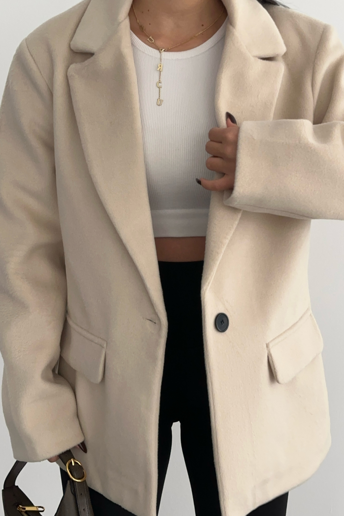 PREMİUM KREM OVERSİZE YÜN BLAZER CEKET