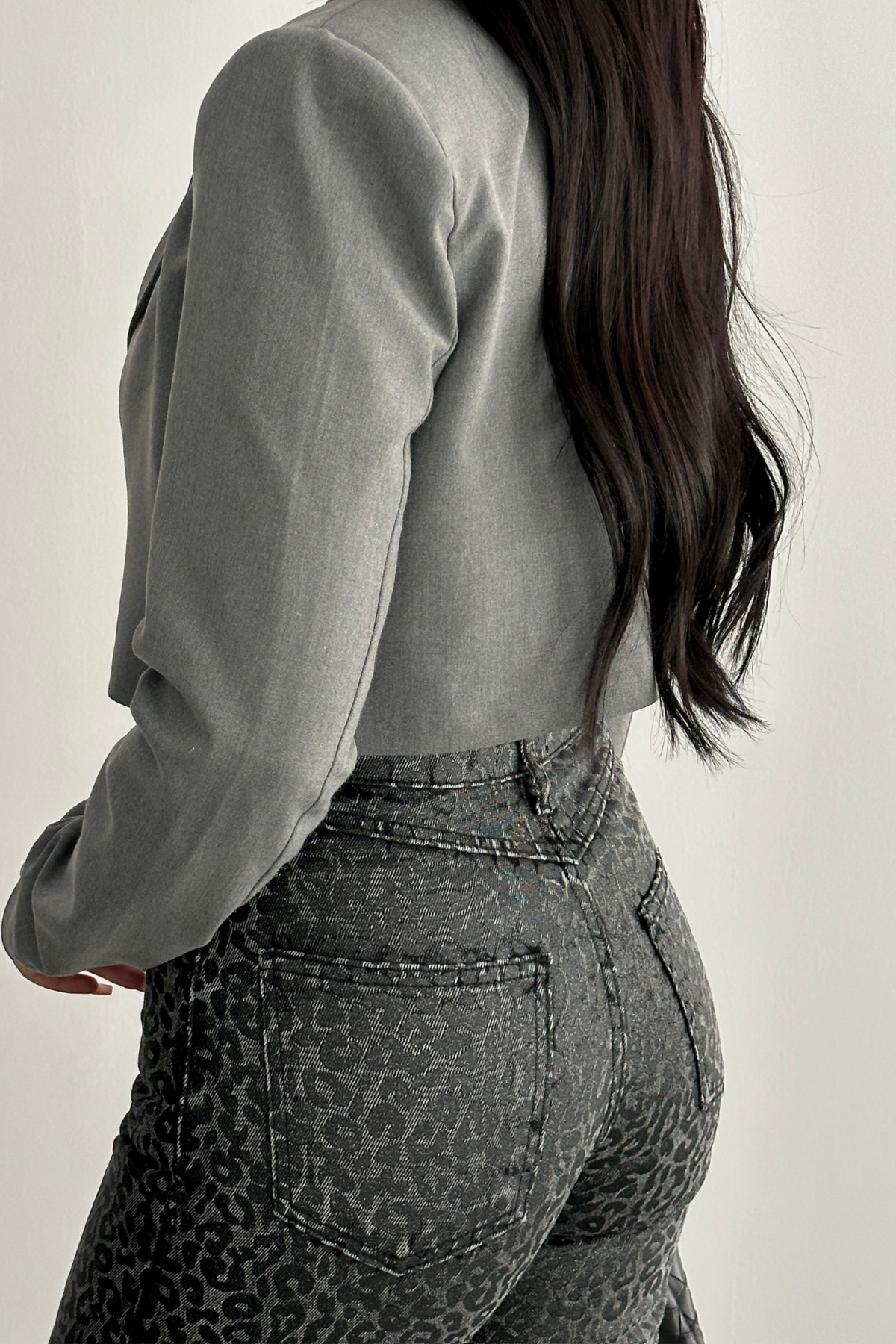 PREMİUM LEOPAR DESEN ANTRASİT JEAN 
