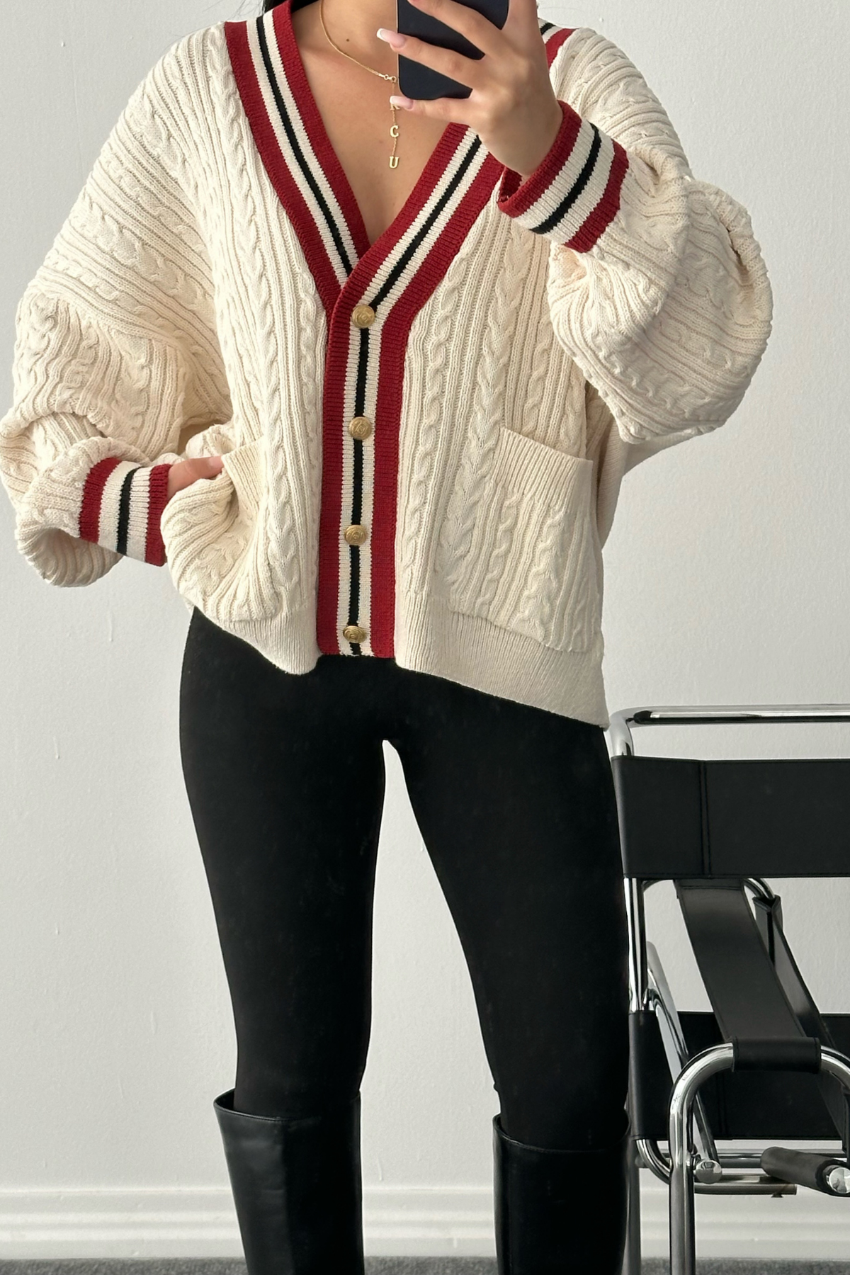 PREMİUM OVERSİZE ŞERİT DETAYLI HIRKA