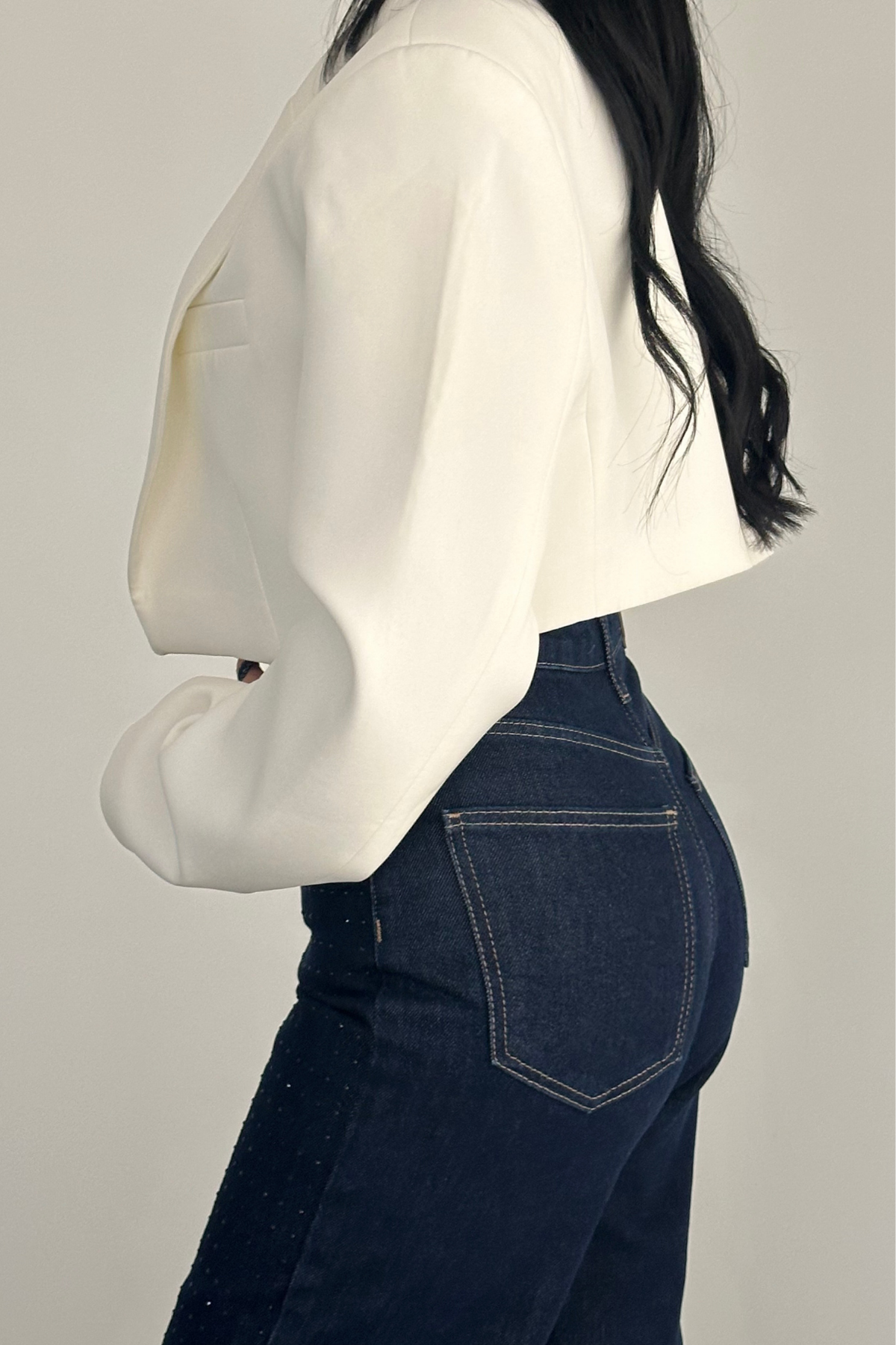 PREMİUM YÜKSEK BEL DARK BLUE TAŞLI JEAN