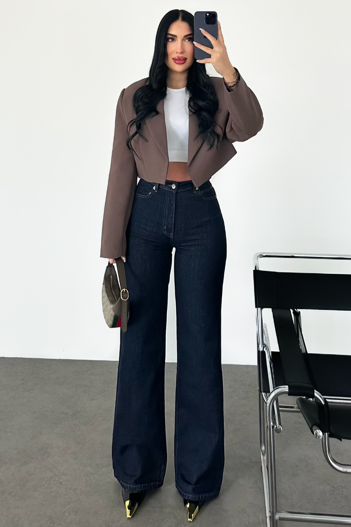 PREMİUM YÜKSEK BEL DARK BLUE WİDE LEG ELSY JEAN