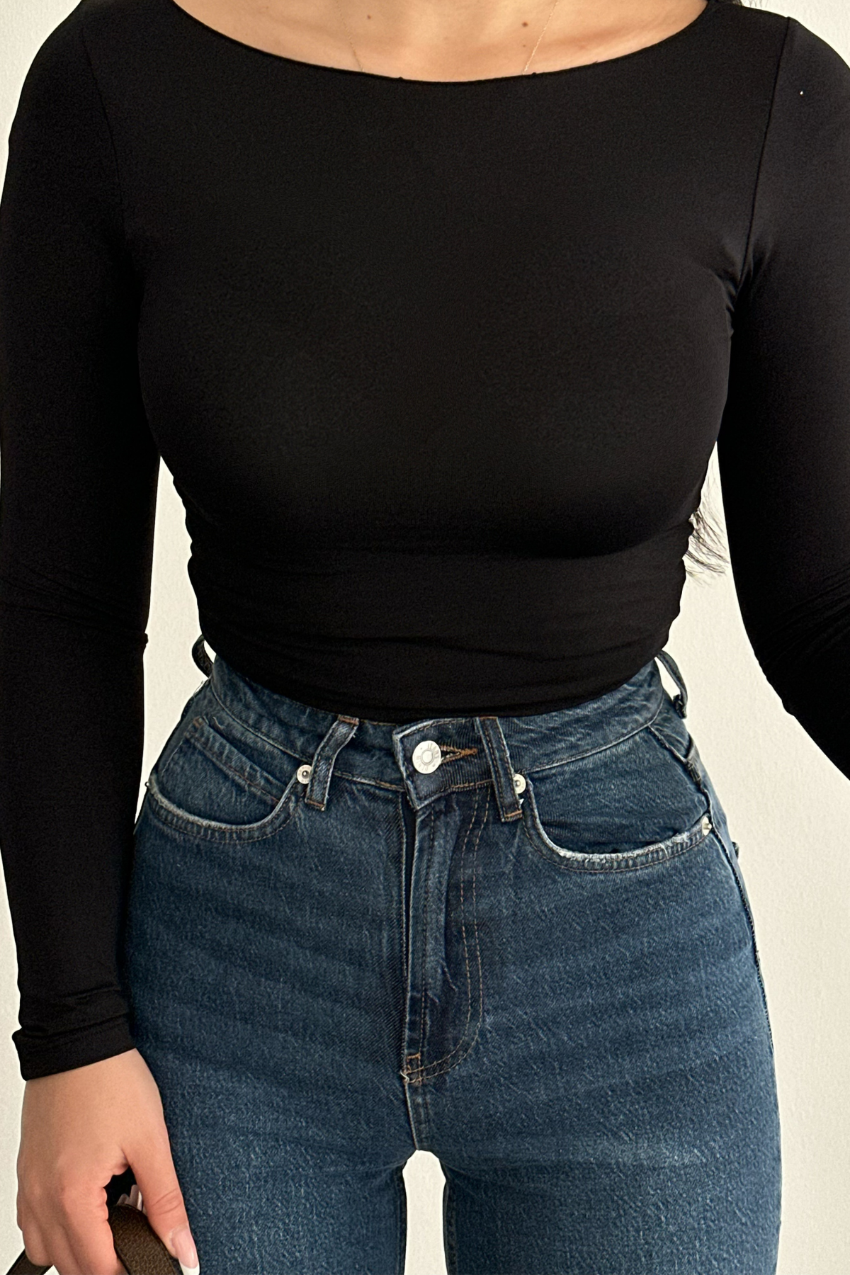 PREMİUM YÜKSEK BEL KOYU MİD BLUE WİDE LEG JEAN