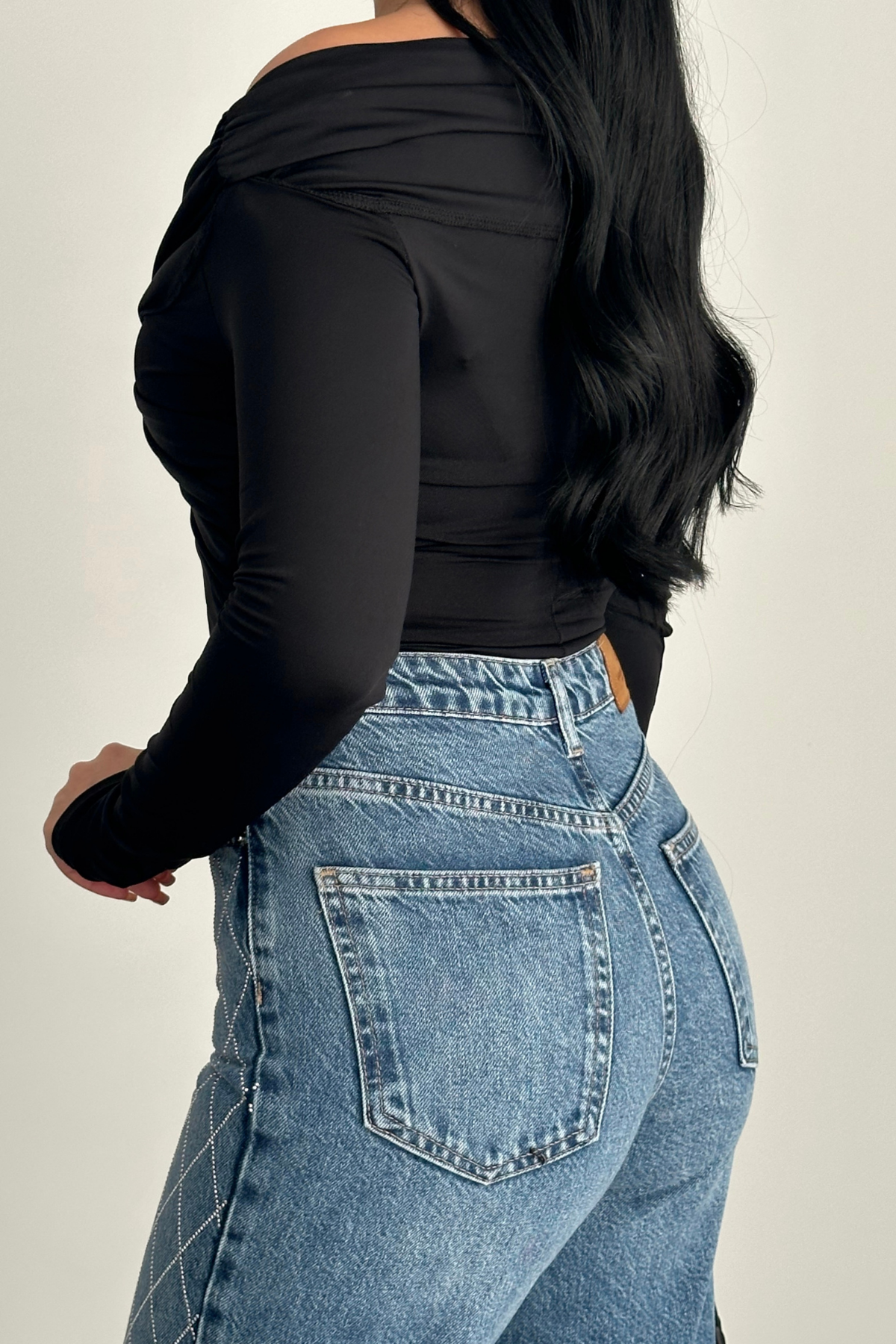 PREMİUM YÜKSEK BEL MİD BLUE TAŞLI WİDE LEG JEAN
