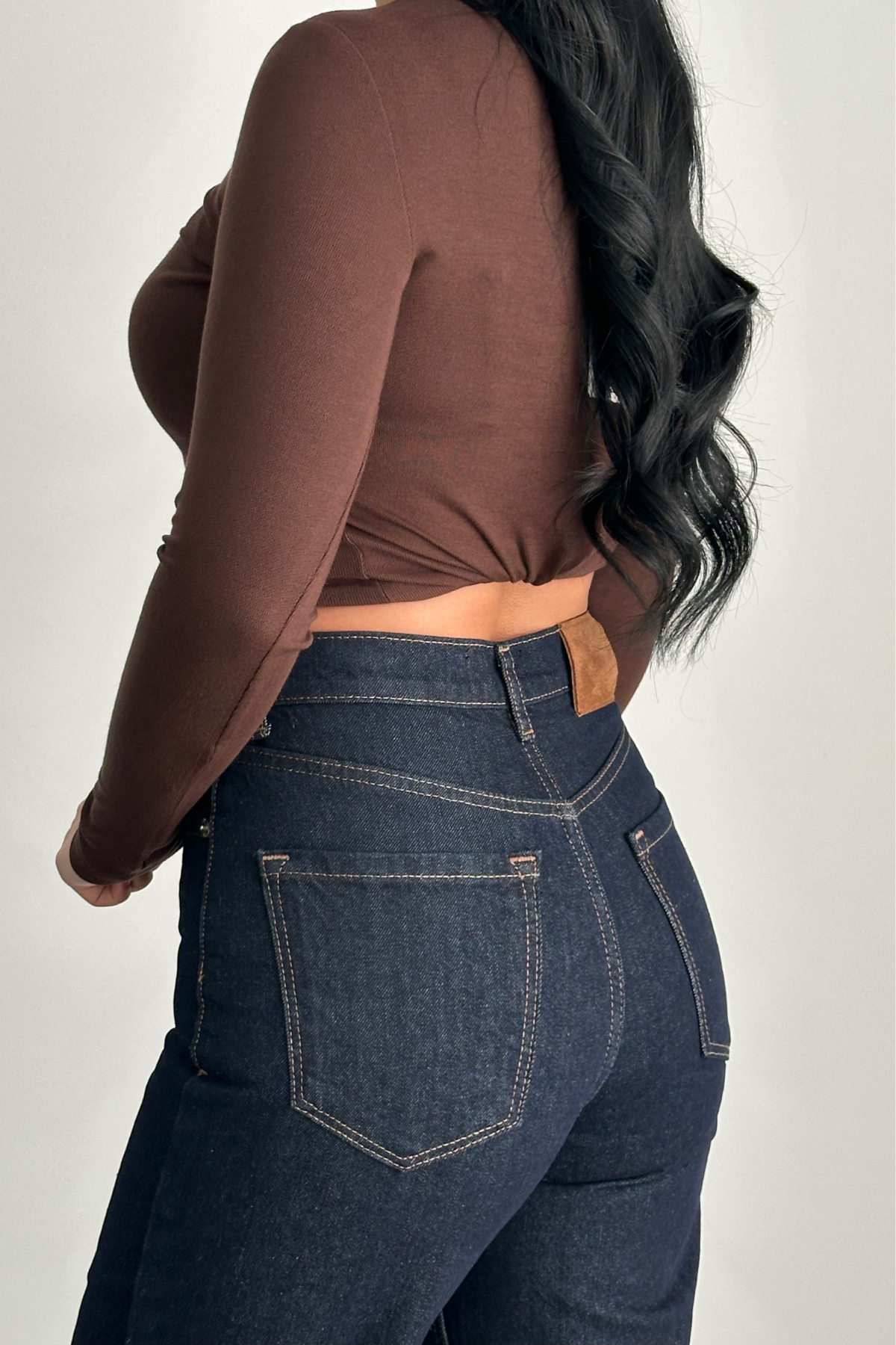 PREMİUM YÜKSEK BEL ÖNÜ ÇIMALI DARK BLUE JEAN