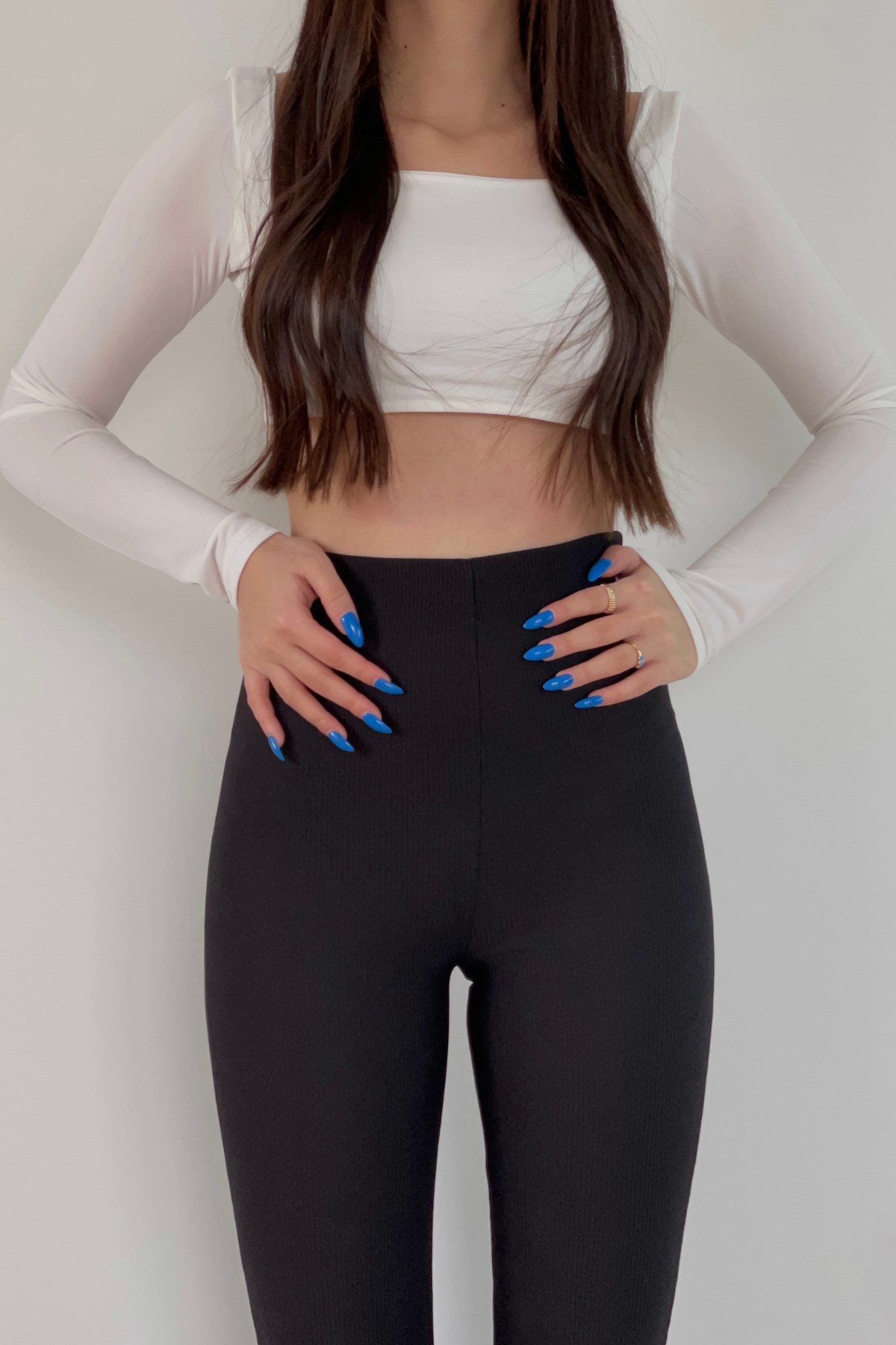 SİYAH - FİTİLLİ TAYT PANTOLON