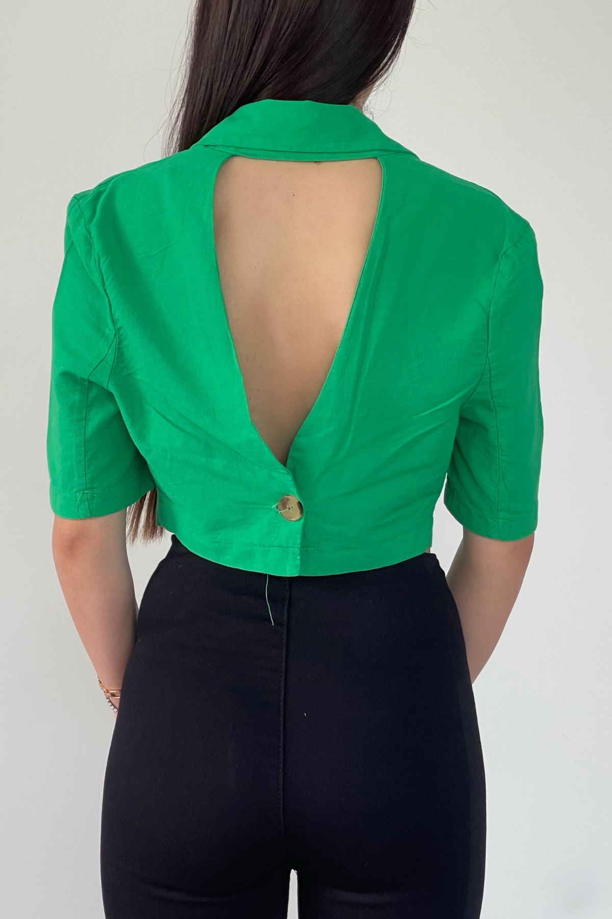 YEŞİL KETEN GÖMLEK