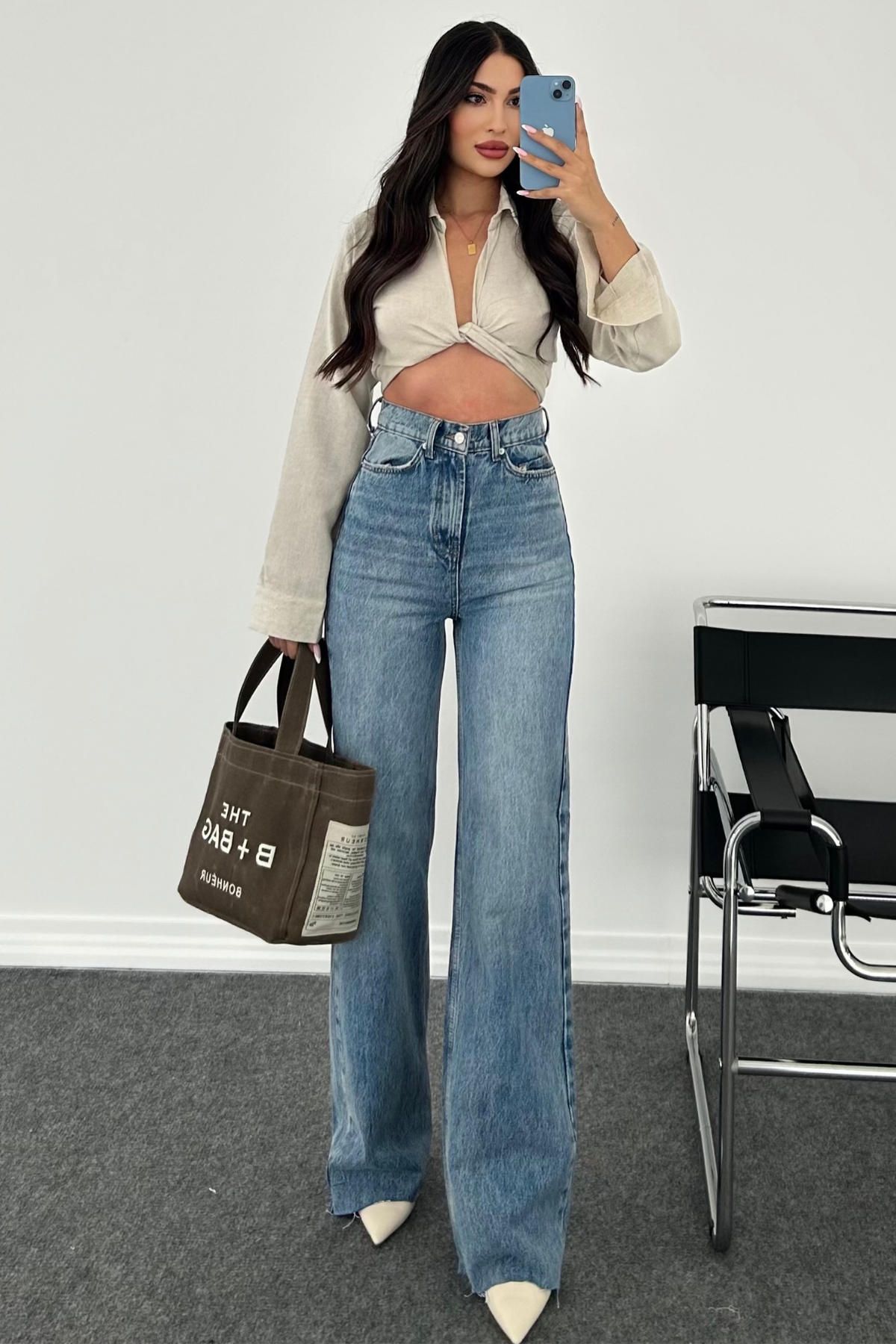 YIKAMALI MİD BLUE WİDE LEG JEAN