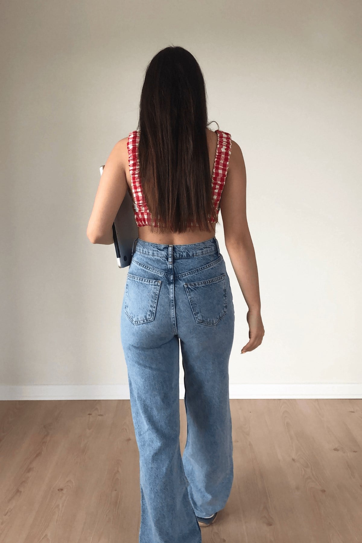 ZARA MAVİ DİZİ YIRTIK WİDE LEG 