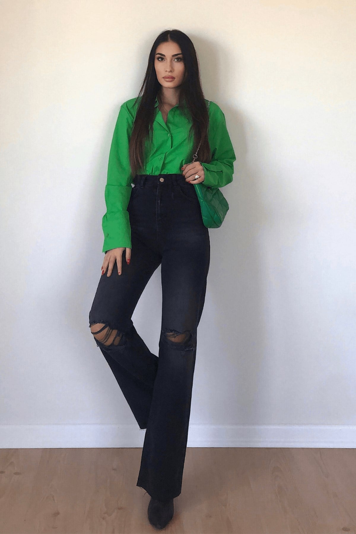 FÜME DİZİ YIRTIK JEAN 