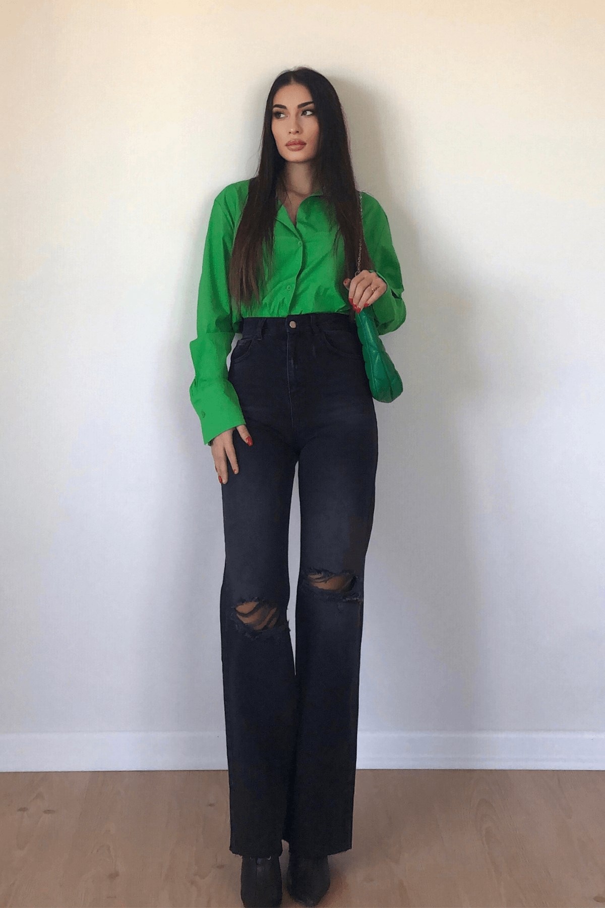 FÜME DİZİ YIRTIK JEAN 