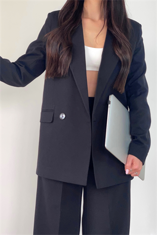  SİYAH TEK DÜĞMELİ BLAZER CEKET 