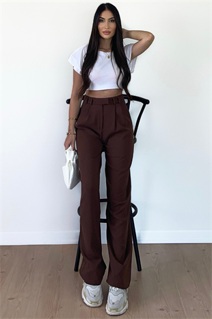 ACI KAHVE PALAZZO PANTOLON 