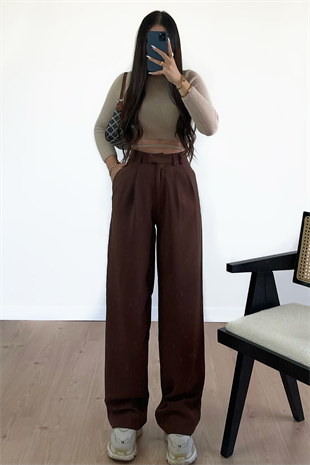 ACI KAHVE PALAZZO PANTOLON 