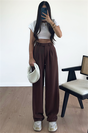 ACI KAHVE PALAZZO PANTOLON 