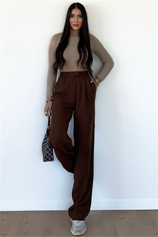 ACI KAHVE PALAZZO PANTOLON 