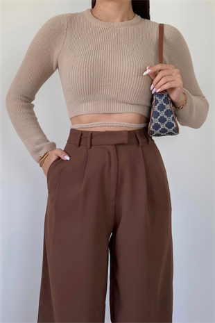 ACI KAHVE PALAZZO PANTOLON 