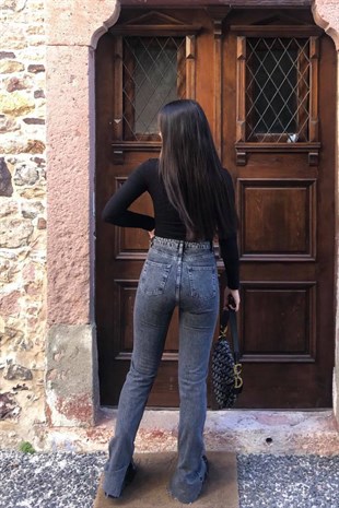 ANTRASİT PAÇASI YIRTMAÇLI JEAN