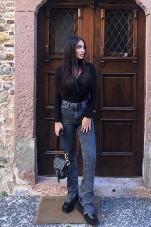 ANTRASİT PAÇASI YIRTMAÇLI JEAN