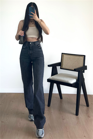 ANTRASİT WİDE LEG JEAN