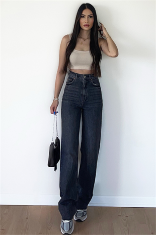 ANTRASİT WİDE LEG JEAN