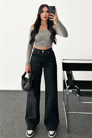 ANTRASİT WİDE LEG PREMİUM JEAN