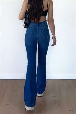 ASİMETRİK KOYU DİZİ YIRTIK JEAN