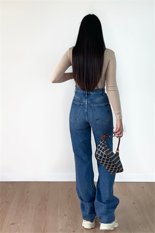 ASİMETRİK YIRTIK WİDE LEG JEAN