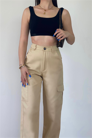 BEJ KARGO CEPLİ PANTOLON